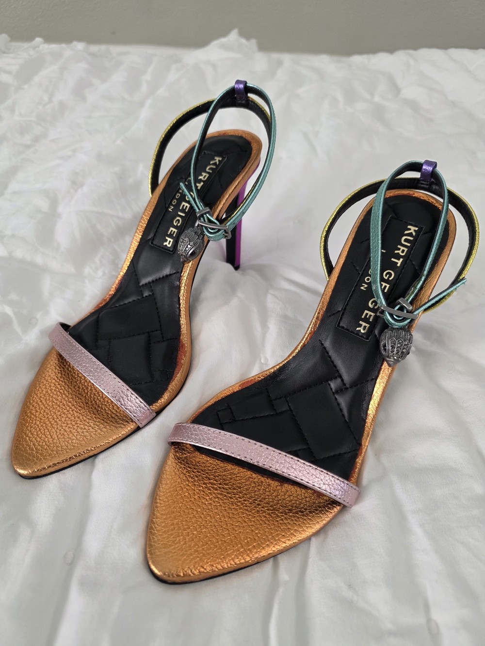 Kurt Geiger Metallic Copper & Pink Pointed Toe Heels